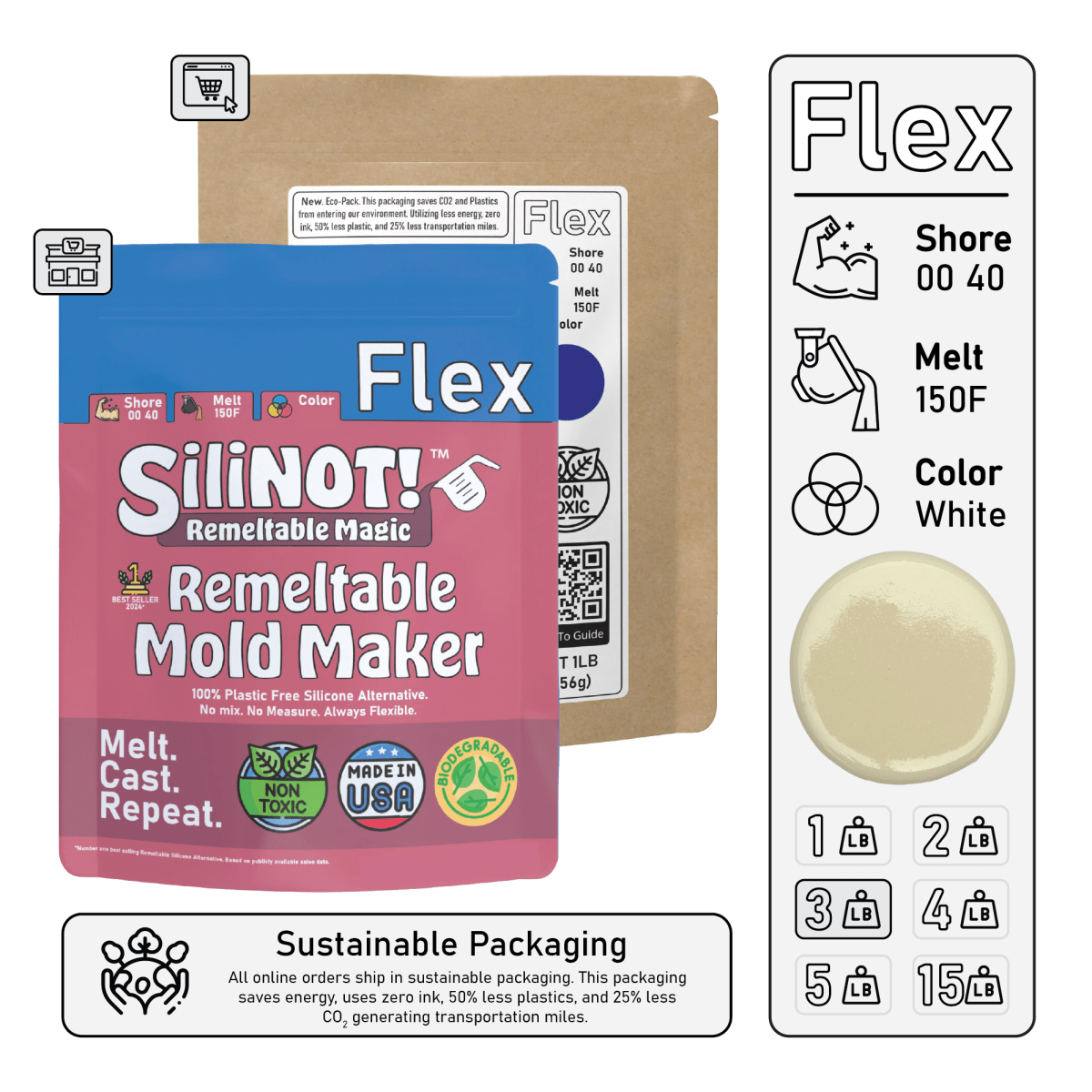 Flex | Remeltable Silicone Free Mold Maker - SiliNOT!