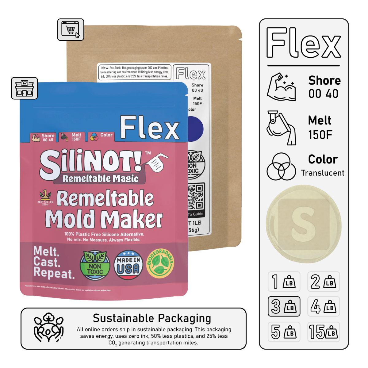 Flex | Remeltable Silicone Free Mold Maker - SiliNOT!