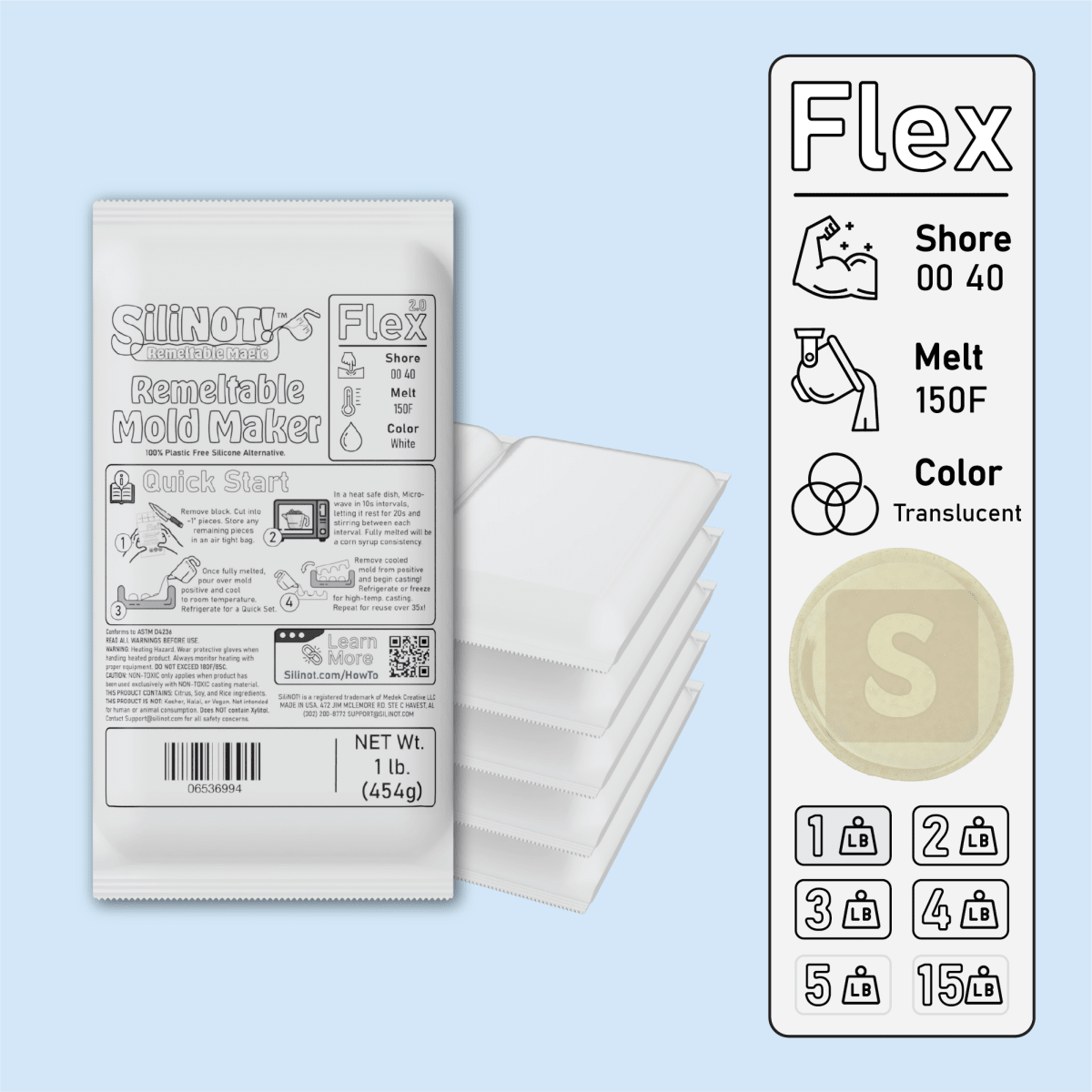 Bulk | Flex 2.0 | Remeltable Silicone Free Mold Maker - SiliNOT!