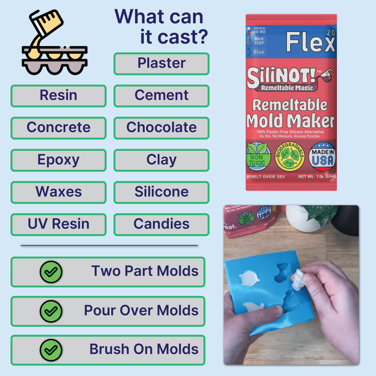 Bulk | Flex 2.0 | Remeltable Silicone Free Mold Maker - SiliNOT!