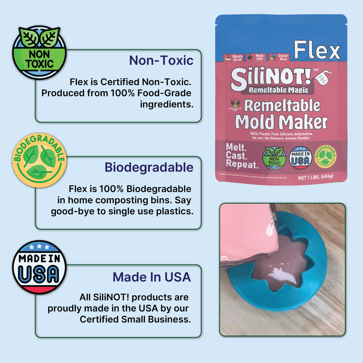 Bulk | Flex | Remeltable Silicone Free Mold Maker - SiliNOT!