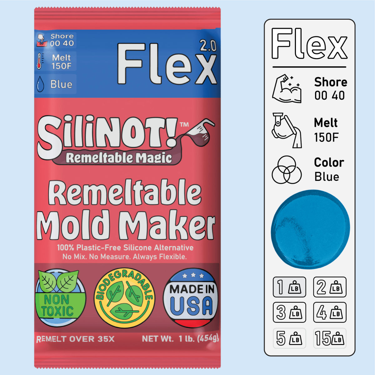 Flex 2.0 | Remeltable Non - Toxic Eco - Friendly Mold Maker Case Pack - SiliNOT!