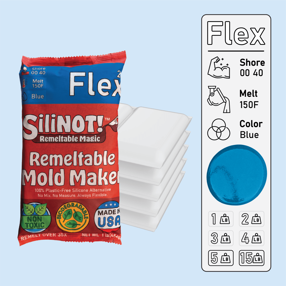 Flex 2.0 | Remeltable Silicone Free Mold Maker - SiliNOT!