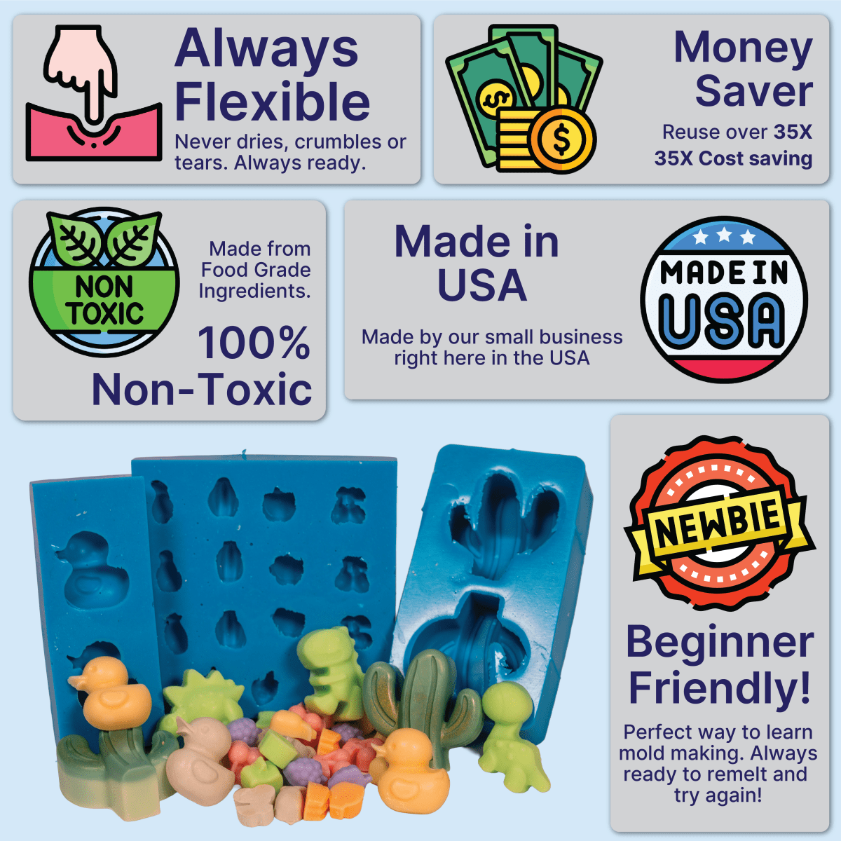 Flex 2.0 | Remeltable Silicone Free Mold Maker - SiliNOT!