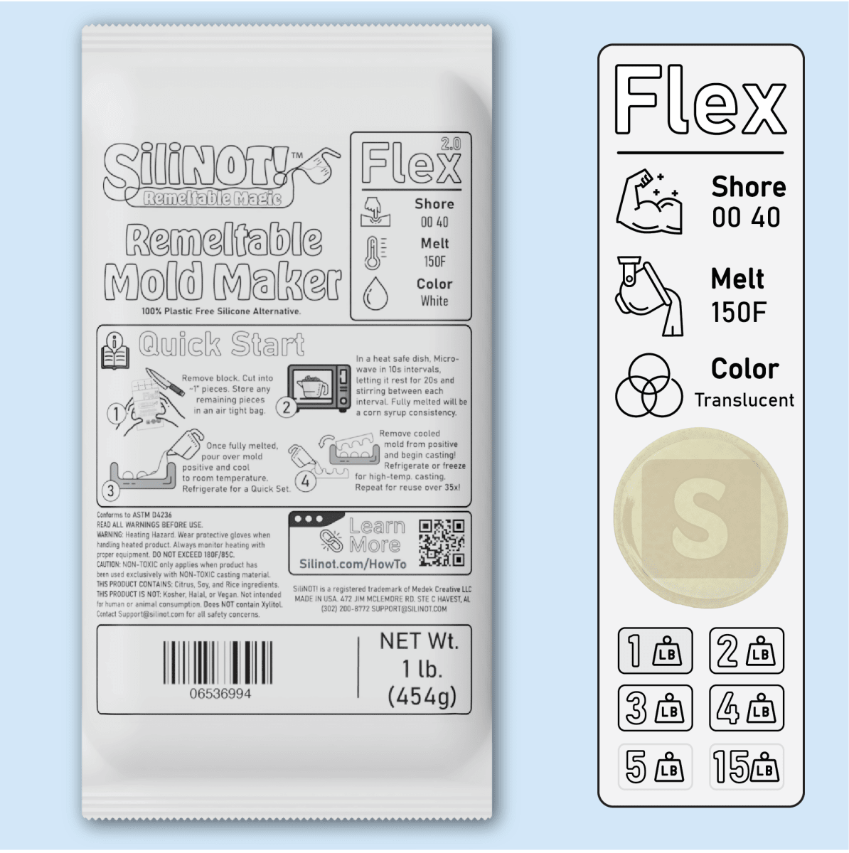 Flex 2.0 | Remeltable Silicone Free Mold Maker - SiliNOT!