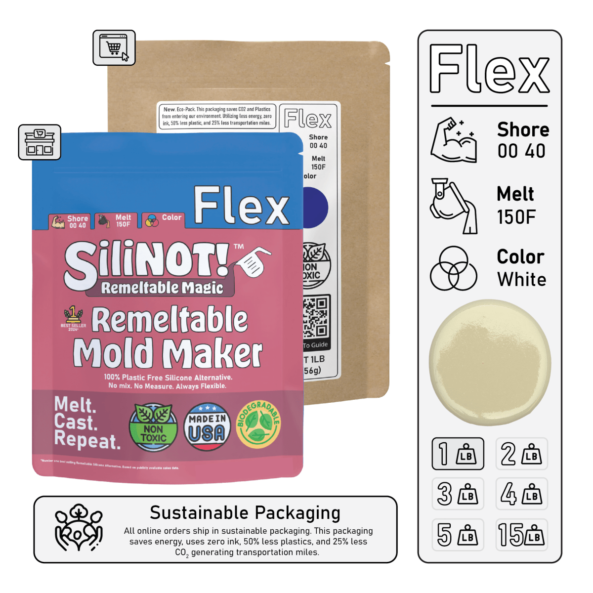 Flex | Remeltable Silicone Free Mold Maker - SiliNOT!