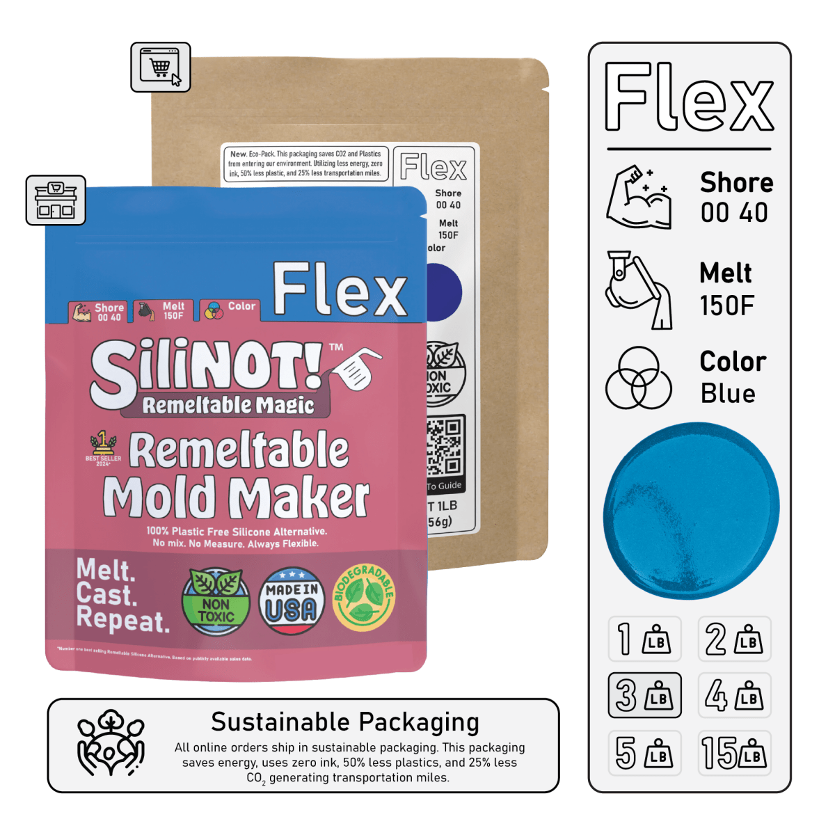 Flex | Remeltable Silicone Free Mold Maker - SiliNOT!
