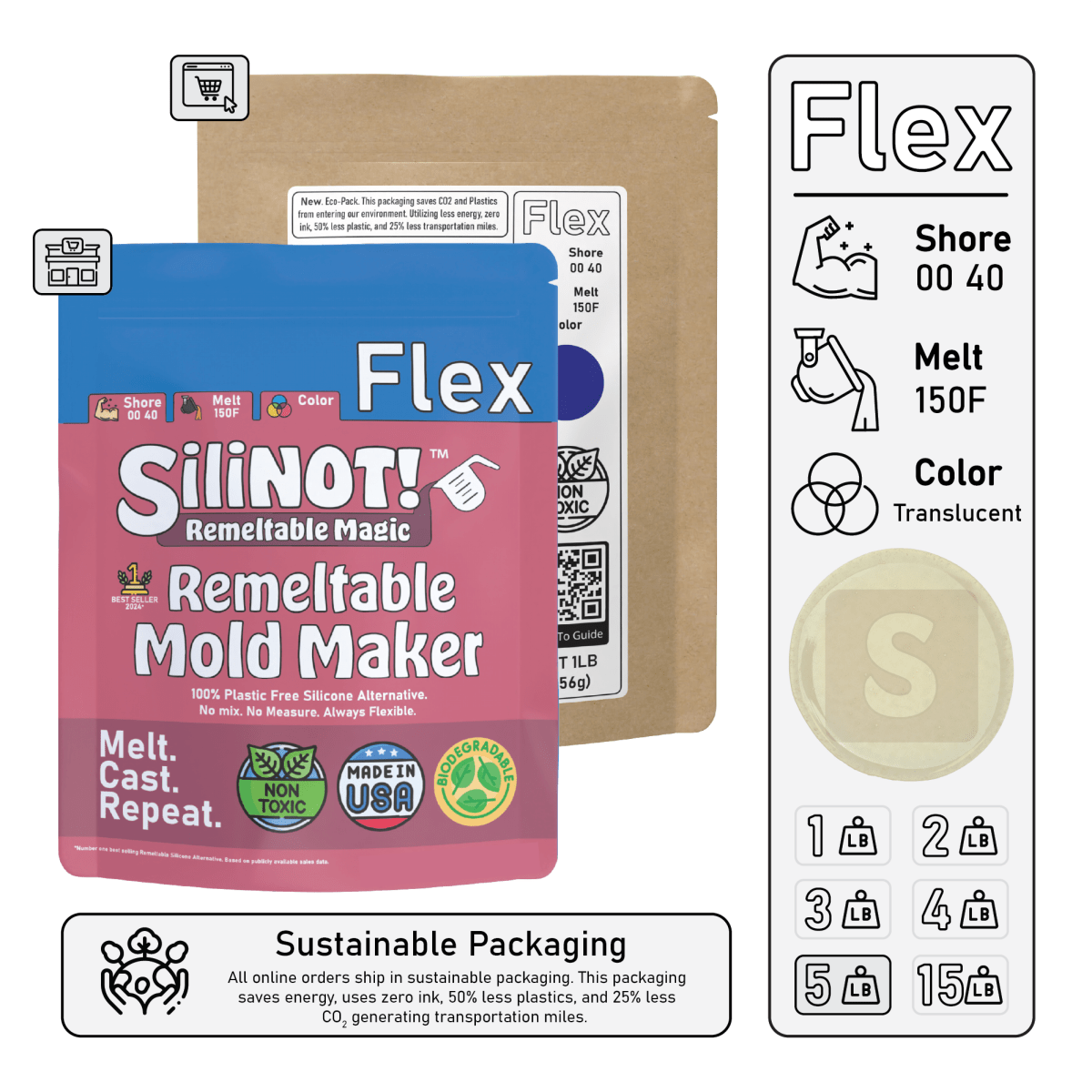 Flex | Remeltable Silicone Free Mold Maker - SiliNOT!